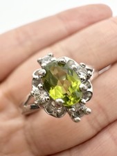 RJ 925 Sterling Silver Peridot Ring Size 8