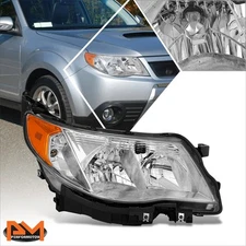 For 09-13 Subaru Forester Passenger Side Chrome Housing Amber Corner Headlight