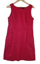 Tommy Hilfiger Dress Sleeveless Knee Length Magenta Pink Cotton Blend Size UK 12