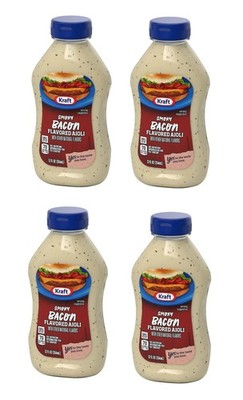 Kraft Smoky Hickory Bacon Flavored Aioli Sauce, 12 oz Bottle (4 Pack)   Creamy