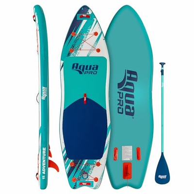 #ad #ad AQUA LEISURE AQUA PRO HALCYON ADVENTURE 11#x27; INFLATABLE STAND UP PADDLEBOARD BLUE $139.84