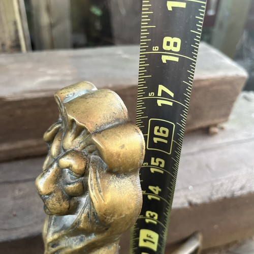Antique Solid Brass Large Lion Firedogs - Picture 9 of 9