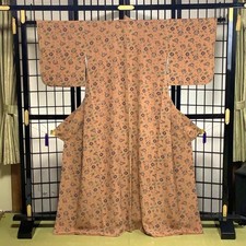 Crepe Chintz Pattern Kimono 160cm Used Modern Japan