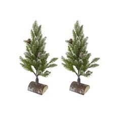 2x Snowy Mini Tree Decor, 13.5" PE Closet Decorative Holiday Winter Aura