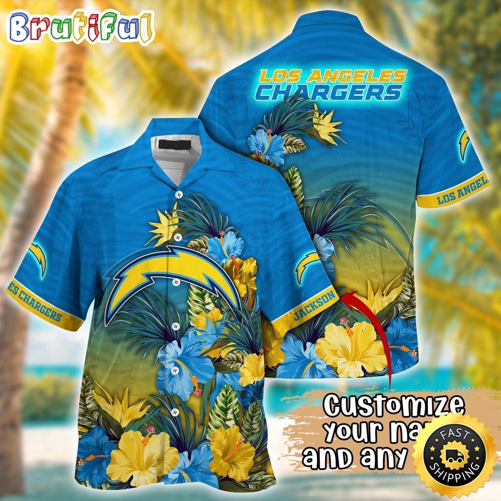 Customized Los Angeles Chargers Tropical Flower Aloha Hawaiian Shirt
