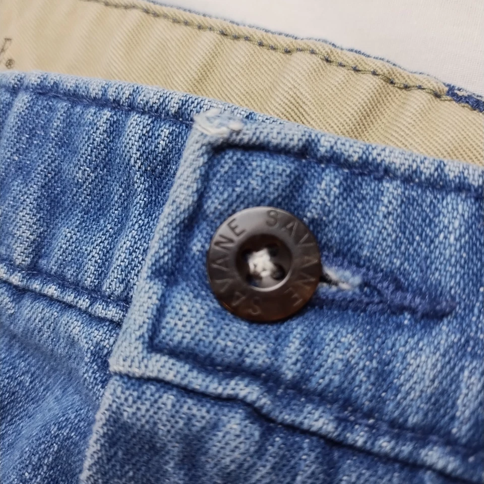 Jeans masculino Savane azul plissado 38x30 jeans retrô anos 90 - Imagem 3 de 4