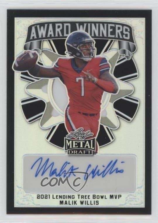 Malik Willis Leaf Metal Draft Award Winners Autographs #AWMW1 Black Prismatic