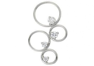 0,56 ct F VS2 runder Diamant 4 Kreis graduiert Reise Anhänger 14k Weißgold