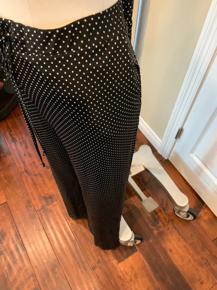 Nanette Lepore Black "Pure Pant" w/ White Polka Dots, Size Large NWT! - Image 4 of 4
