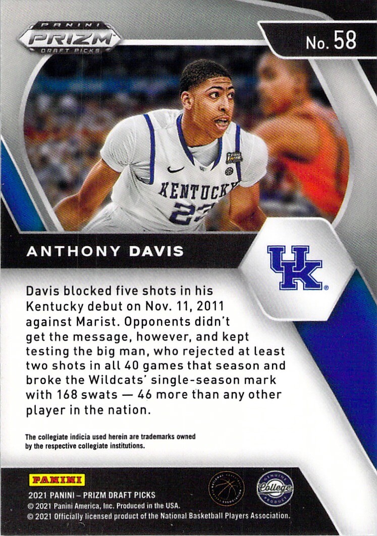 Anthony Davis 2021 Prizm Draft Picks Basketball Chrome Base