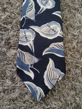 Structure Neck Tie Adult Mens Blue Floral 100 Silk Made In USA