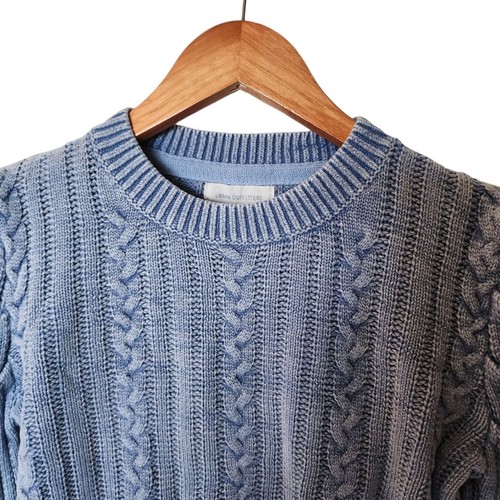 Urban Outfitters Cropped Cable Knit Jumper Blue Sweater M Medium - Picture 3 of 10