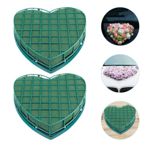 2 Pcs Heart Flower Mud Green Florist Sponge Floral Arrangement Bricks USA