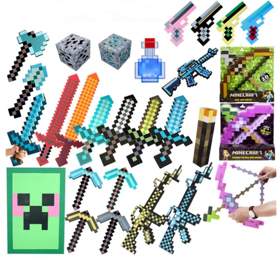 Minecraft EVA Foam Weapon Diamond Sword and Pickaxe Set - Photo 1/1