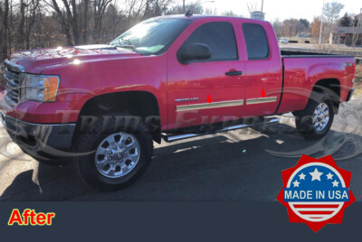 Chrome Body Side Molding Trim For 2007-2013 GMC Sierra Extended Cab - 4-Piece Stainless Steel