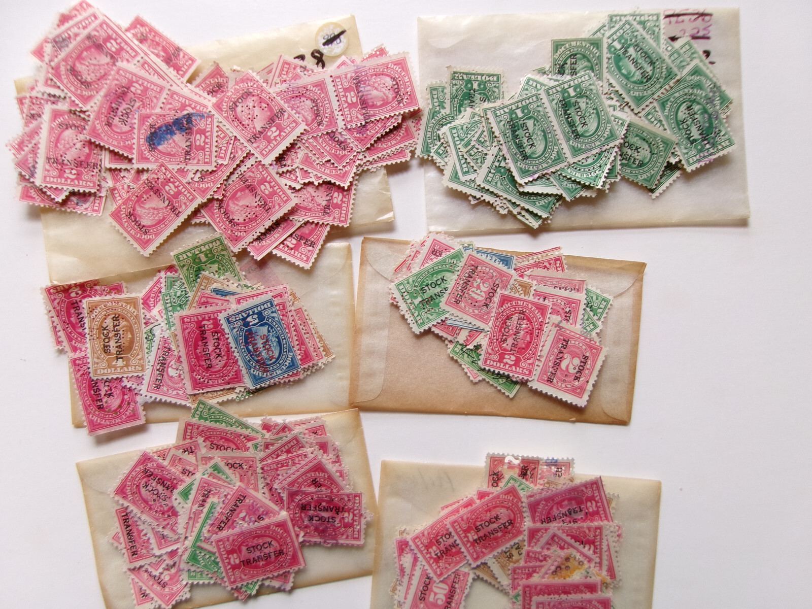 US STOCK TRANSFER STAMPS LOT SCRD12 RD13 5 2 1 REVENUE BOB ID2433