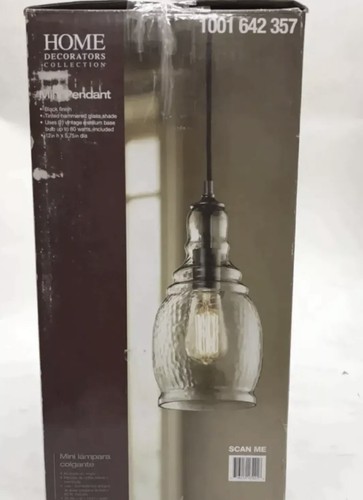 Home Decorators 1-Light Black Mini Pendant with Clear Glass Shade 1001642357 - Picture 2 of 3