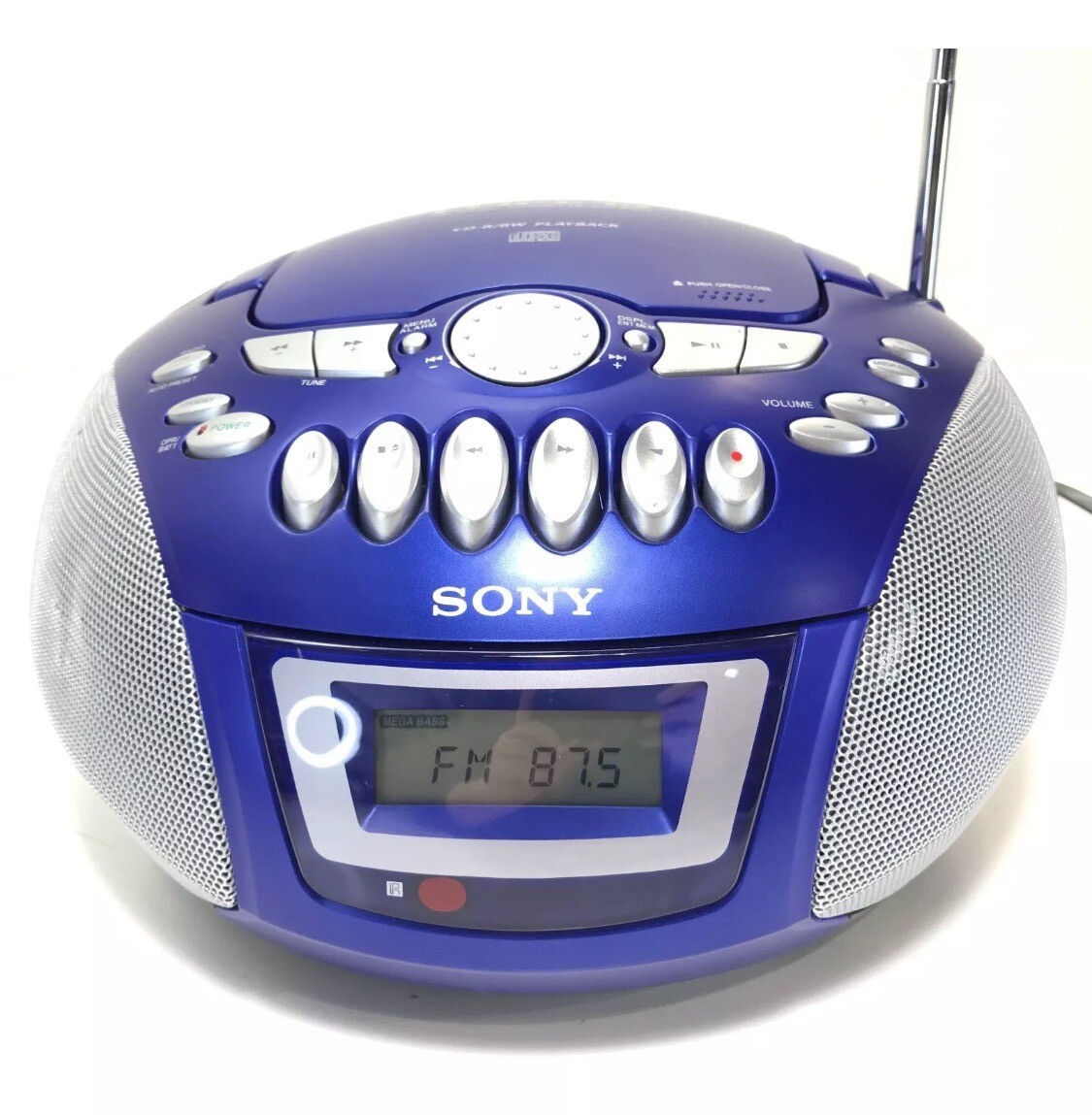 Sony CFD-E75 CD Cassette Player AM FM Radio Portable Boombox Blue