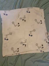 Aden  Anais Blue Giraffes Baby Blanket White Gray Muslin Swaddle Cotton EUC