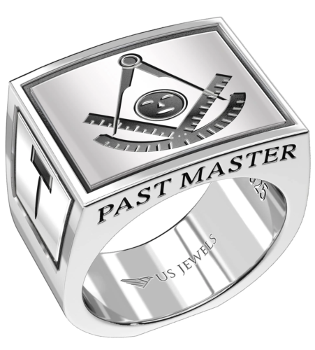 Masonic Customizable Men's 925 Sterling Silver Solid Back Past Master Ring - Picture 1 of 15