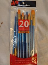 Soucolor Acrylic Artist Paint Brushes, Set of 20Pcs round Pointed Tip up to 1/2"