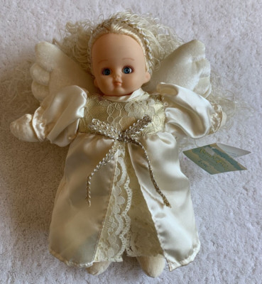 Original Bean Angel Doll Collectibles ''LOVE'' Golden Locks 9 '' Gold Lace Gown