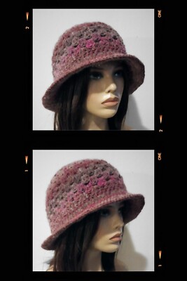 crochet womans handmade bucket hat brim cloche beanie lovely red loose fit