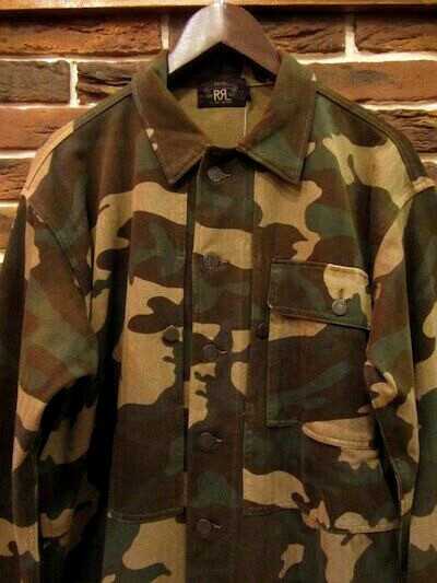 POLO RALPH LAUREN RRL CAMO 13STAR MILITARY HBT USMC P-44 JERSEY SHIRT JACKET$395
