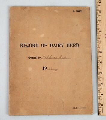 Vintage 1922 Record of Dairy Herd Kohlman Brothers Lodi Wisconsin Farming Cows  