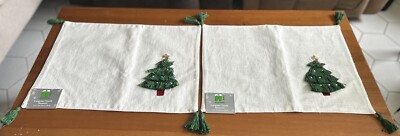 CHRISTMAS TREE'' Evergreen Tassels- Set of 2   Percent Cotton