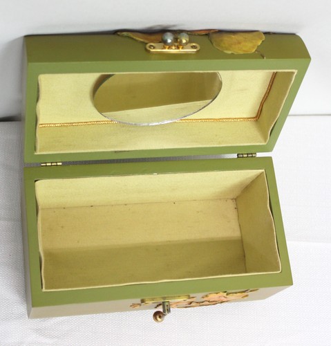 Borsa vintage donna scatola in legno custodia cosmetica verde - Foto 9 di 10