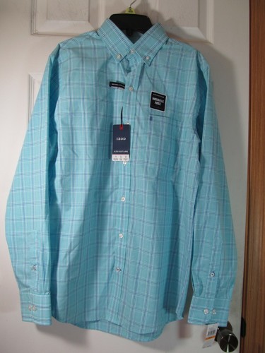 DRESS SHIRT AQUA BLUE PLAID size 