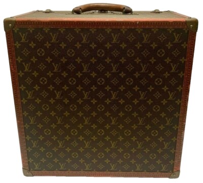 LOUIS VUITTON Vintage Monogram Hard Shell Leather Silk Lined Hat Box Case