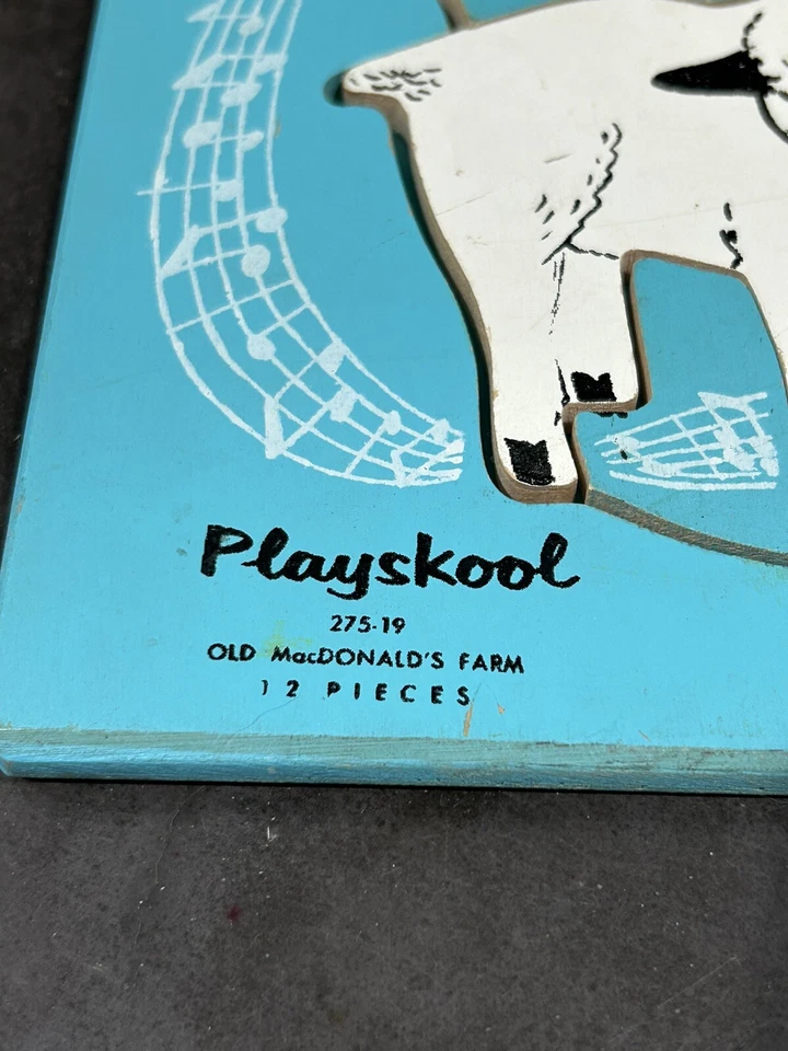 Vintage Playskool Old MacDonald Wooden 13 Pc Tray Puzzle Complete 275-19 Wood - Image 2 of 3