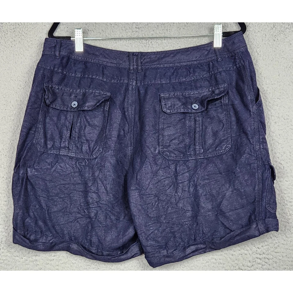 Pantalones Cortos COLDWATER CREEK Para Mujer Talla 16 Azul Mezcla de Lino Bolsillos Ligeros Foto 2 de 4