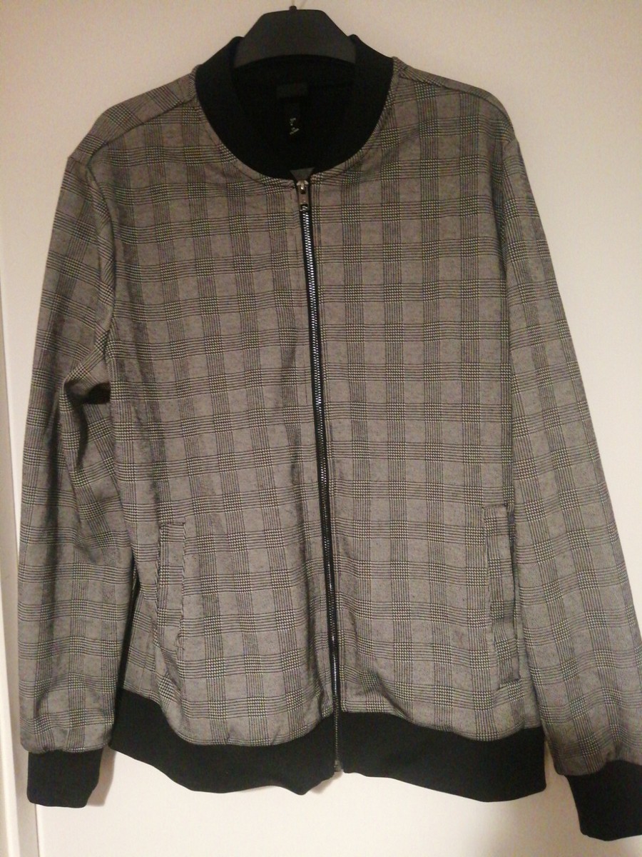 H&M Grey Check Bomber Jacket Size M