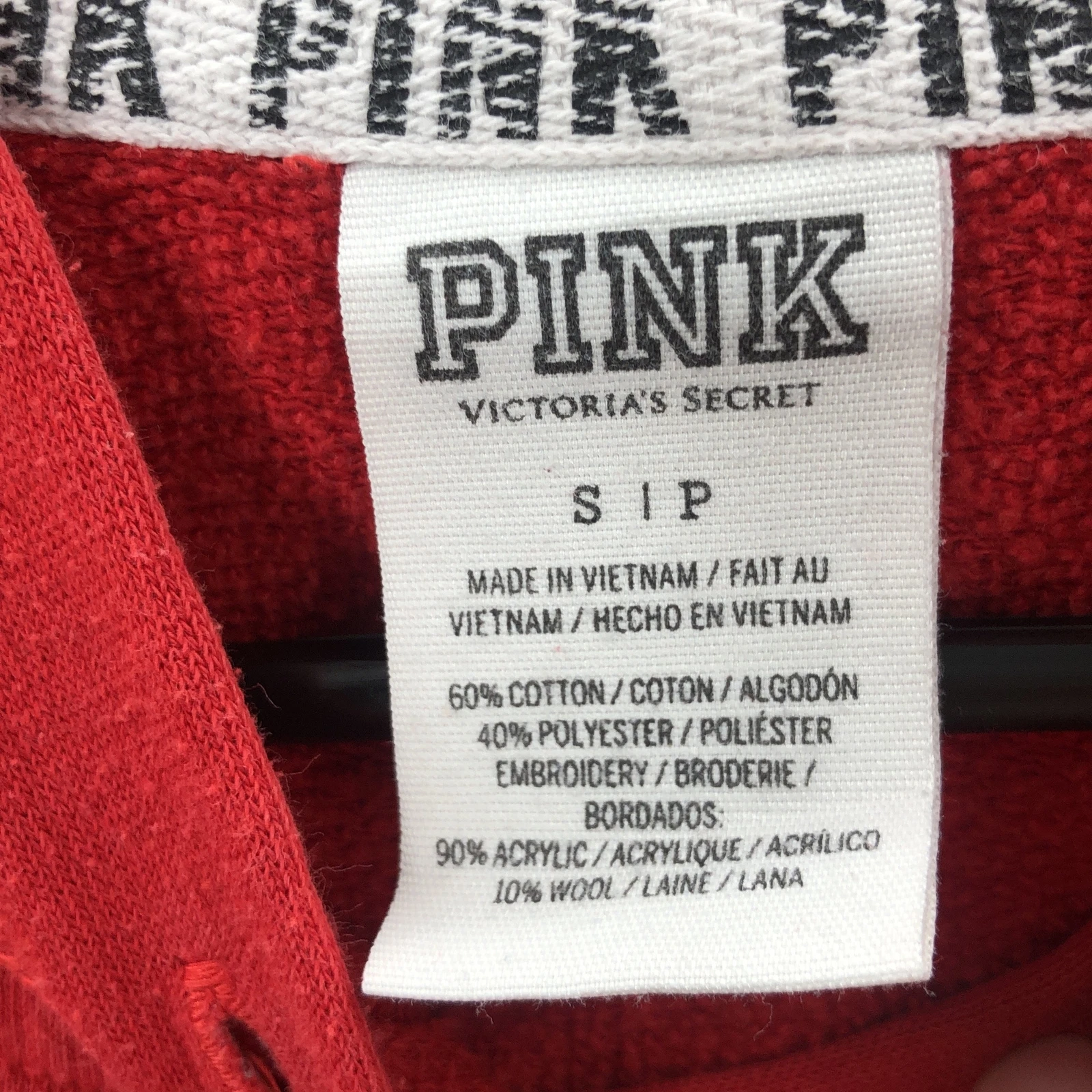 UNDERCOVER Felpa con cappuccio Victorias Secret rosa donna rossa manica lunga pullover piccola