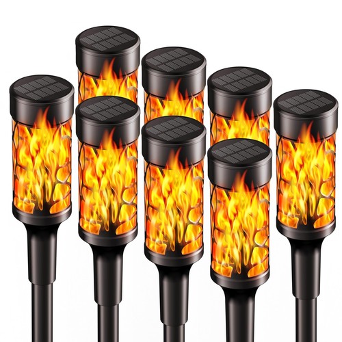 8 Pack Solar Outdoor Lights with Dancing Flickering Flames for Garden, Hallow...