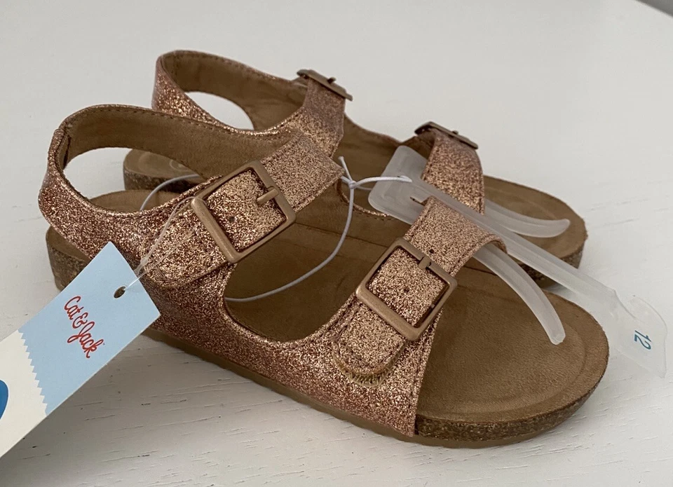 Cat & Jack - Sandalias Reagan Dorado Brillo Zapatos Talla 12 NUEVO Foto 3 de 4