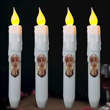 Timer Flameless Taper Candles 6.75 Inch Set of 4 Timer Battery Taper CandlesA...