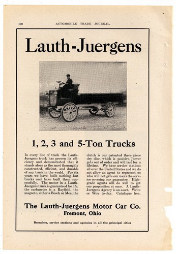 1913 Lauth Juergens Motor Car Ad: Truck Model - 1-5 Tons - Fremont, Ohio - 第 1/1 張圖片