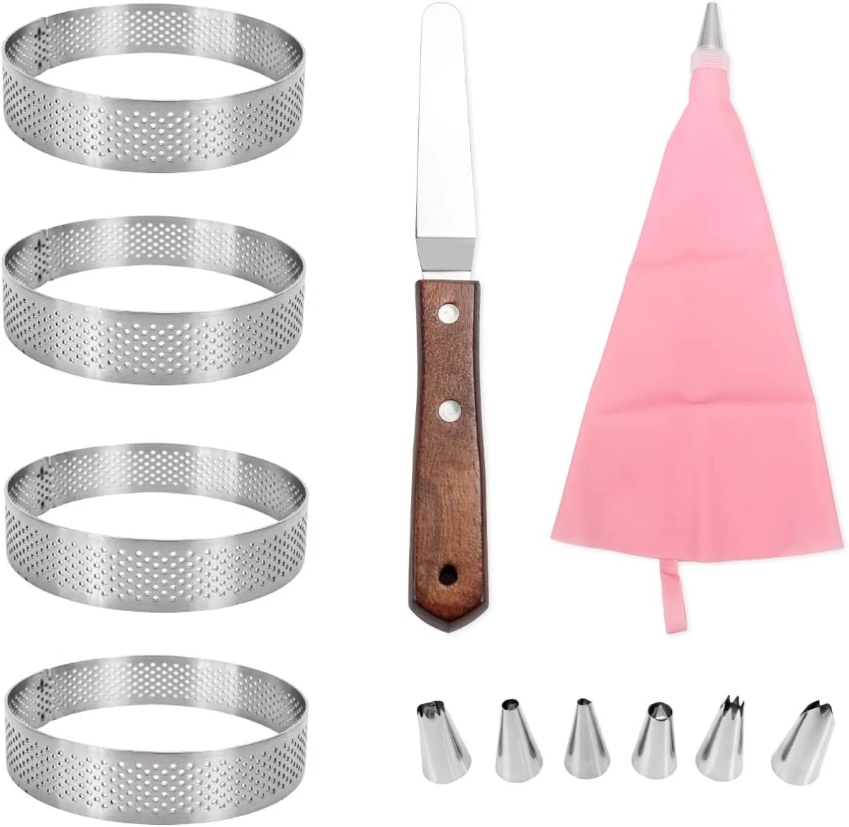 Stainless Steel Perforated Tart Ring, 9CM Heat-Resistant Cake Ring, 3.5 Tart Mol