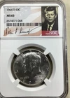 1964D Kennedy Half Dollar NGCMS65. Free Shipping (1068)