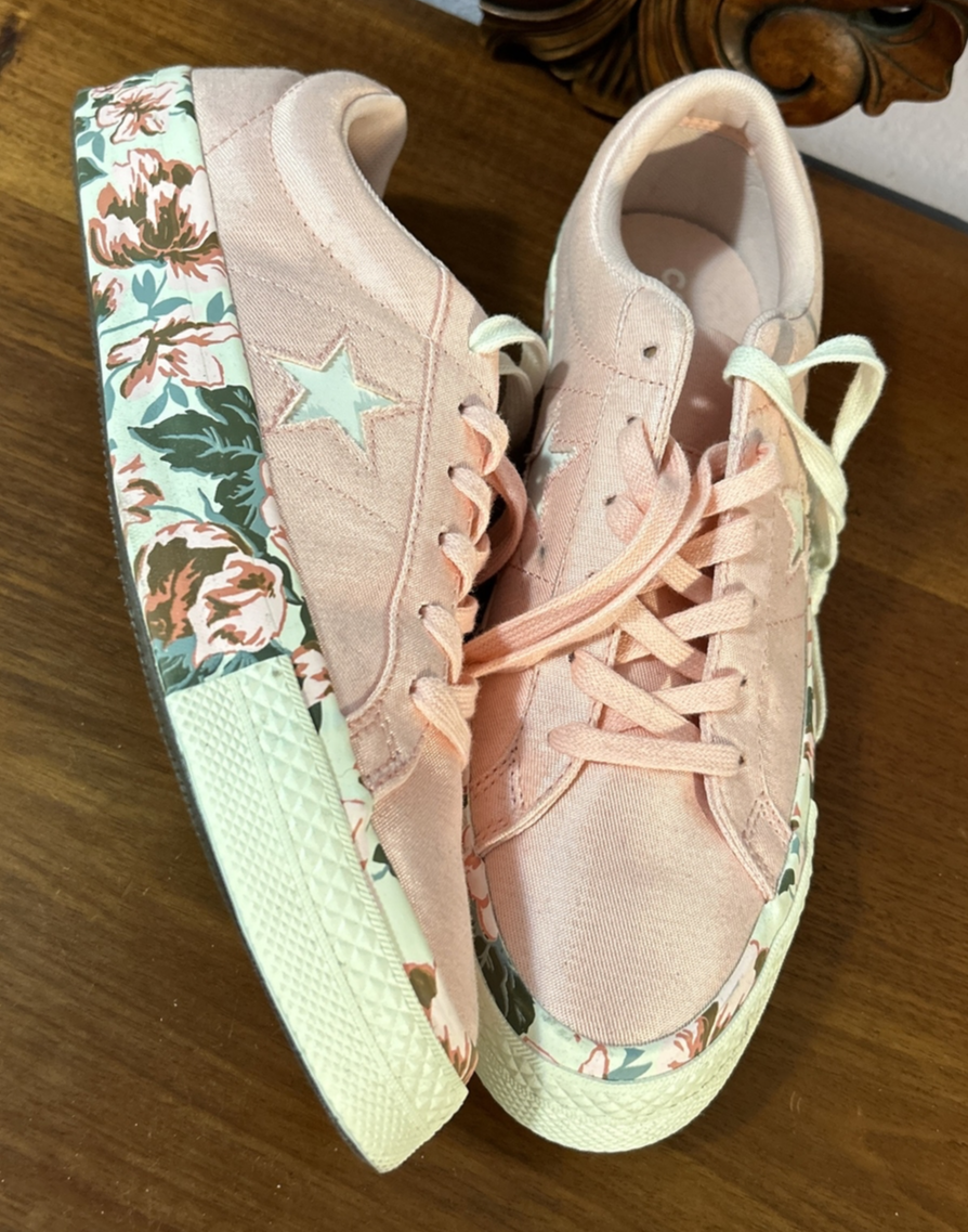 Converse One Star Ox Floral Pink Egret Girls Sneakers Size 7