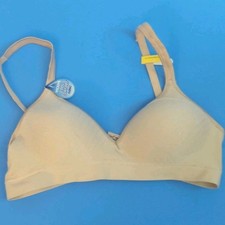 Hanes Size m Womens Beige Lightly Lined Wireless Back Closure Bralette Bra