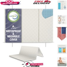 Certified Safe Pack and Play Mattress - Firm Tri-Fold Pad for Babies - 38x26x1.5
