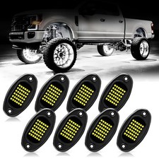 8 X Pure White Led Rock Lights Underbody Glow Lamp For Offroad Suv Pickup Truck