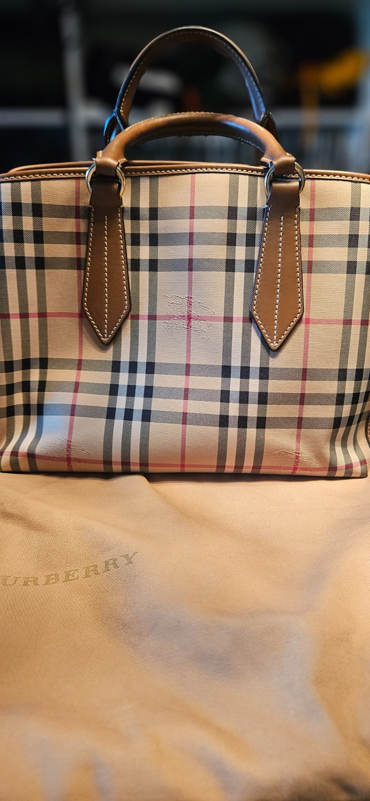 Authentic Burberry Horseferry Check Medium Ballingdon Tote
