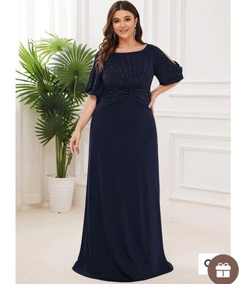 Ever Pretty Simple Plus Size Bodycon Maxi Mermaid Wedding Guest Dress Size 14
