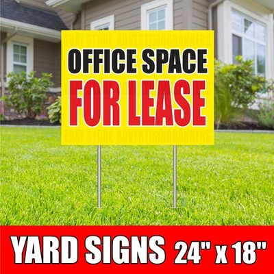 OFFICE SPACE FOR LEASE Yard Sign with H-Stakes rent Realtor OFFICE RETAIL